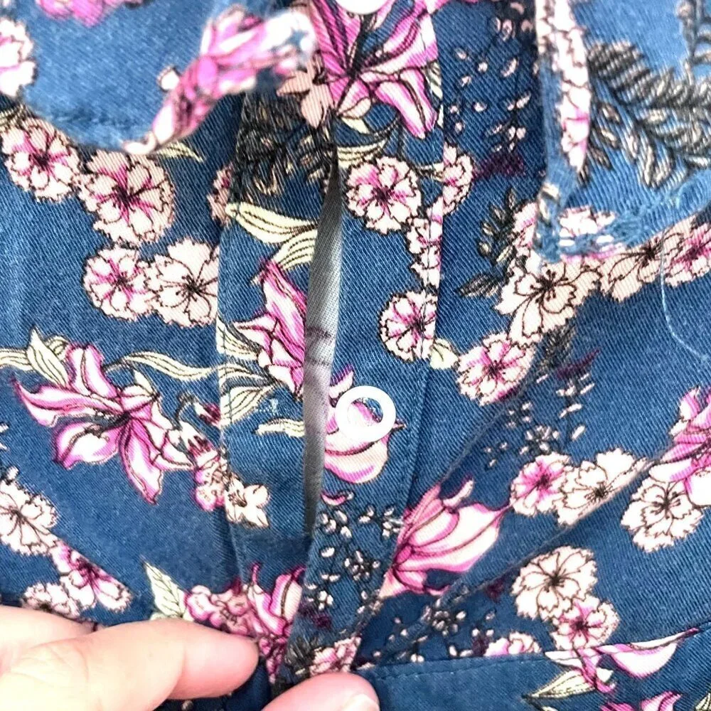 Lil Lemons Floral Long Sleeve Bell Sleeve Dress Blue Size 2T